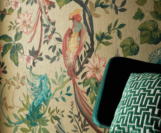 Bird Sonnet Luxury Paper Weave Wallpaper by 1838