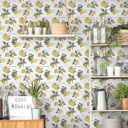 Citron Botanical Wallpaper by Galerie (Just Kitchens Collection)