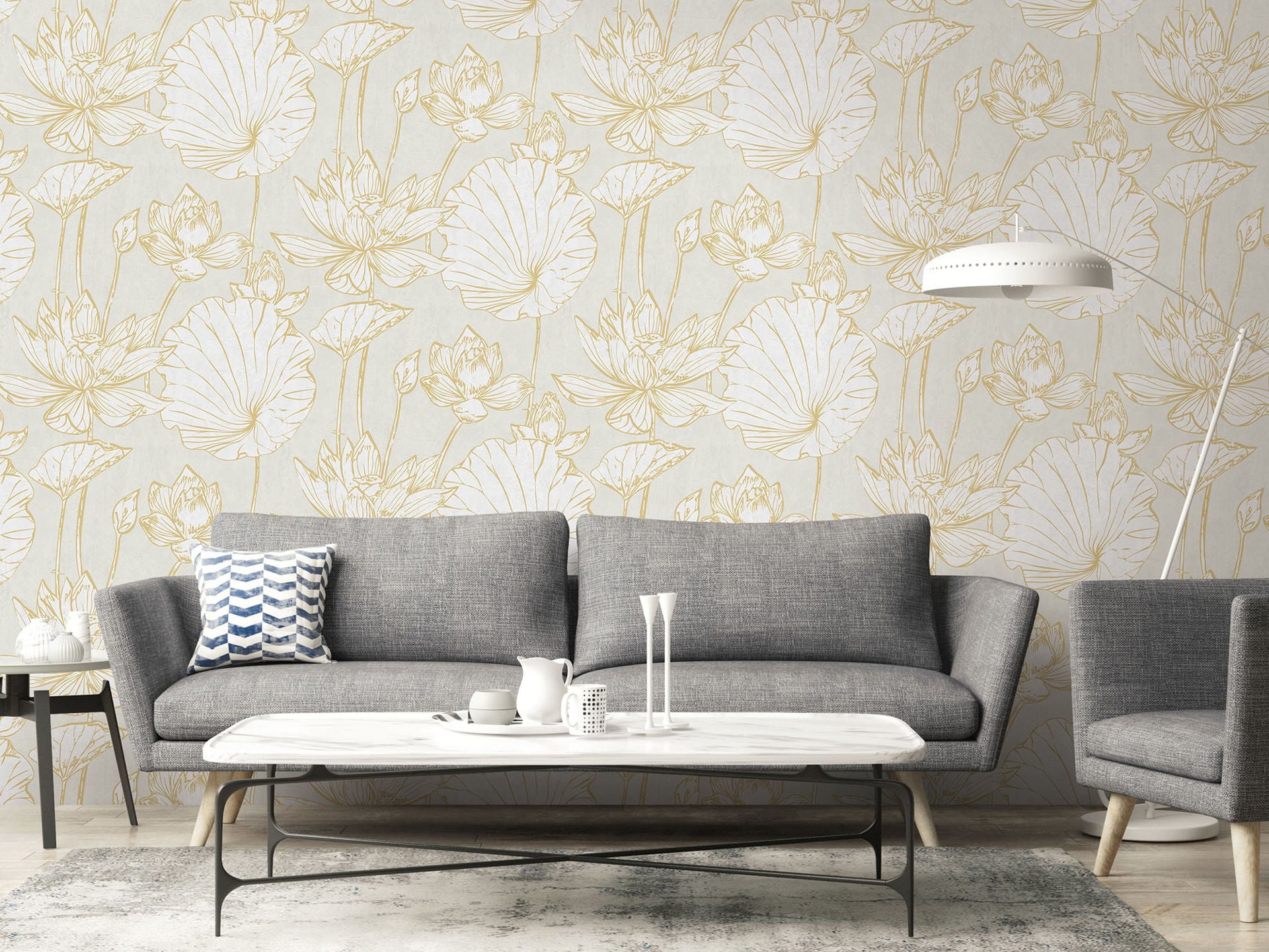 Lotus Wallpaper by Seabrook Designs (Koi Collection)