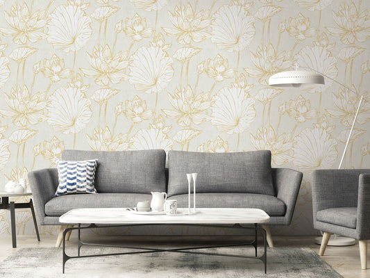 Lotus Wallpaper by Seabrook Designs (Koi Collection)