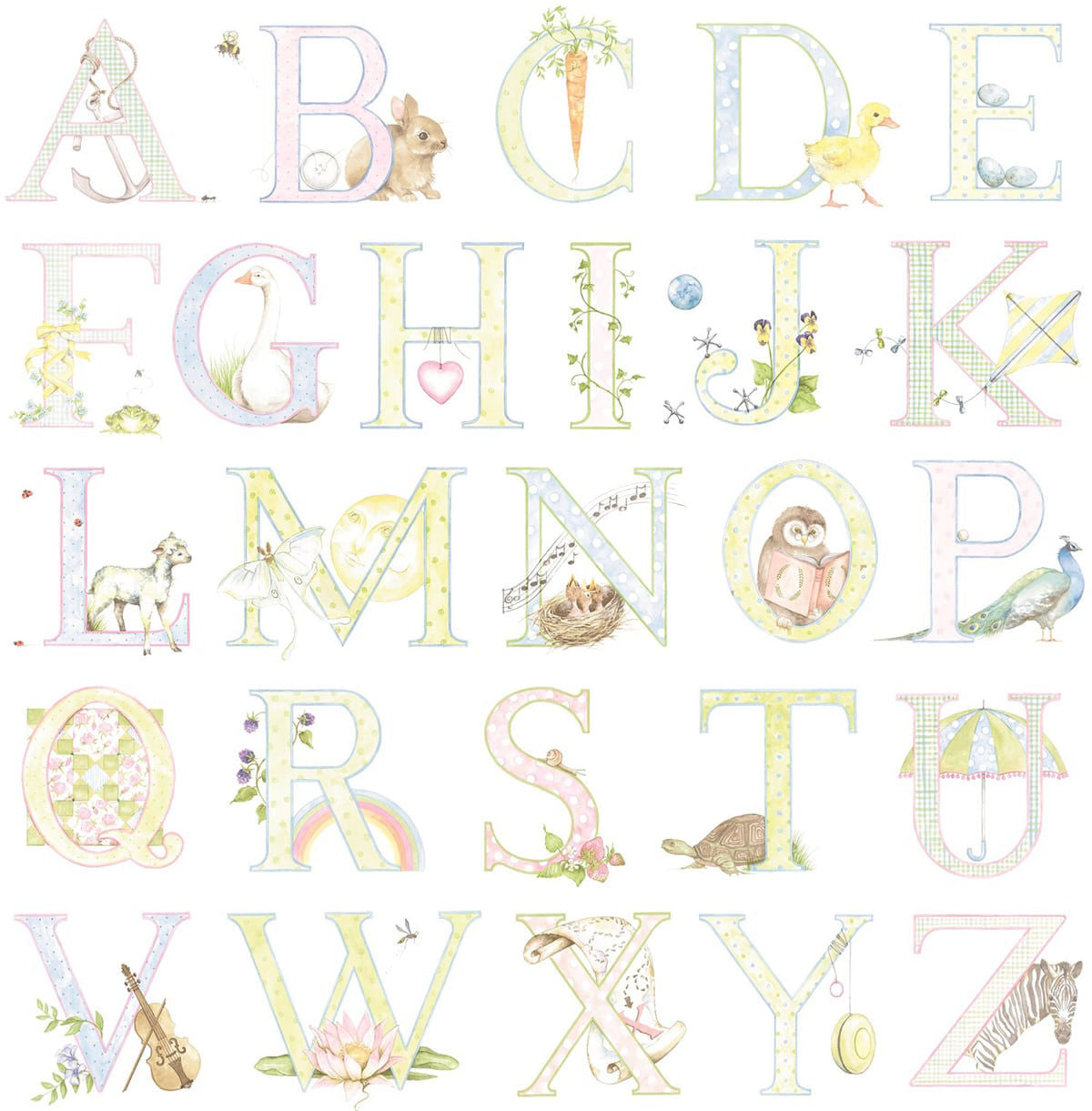Alphabet Wallpaper by Seabrook Designs (Day Dreamers Collection)