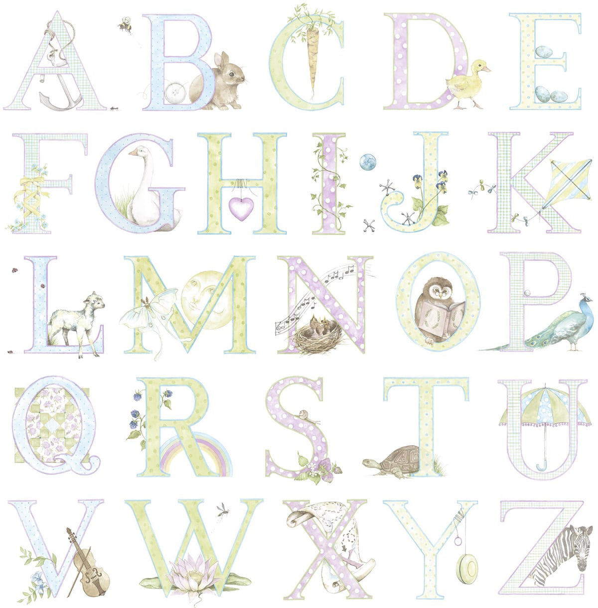 Alphabet Wallpaper by Seabrook Designs (Day Dreamers Collection)