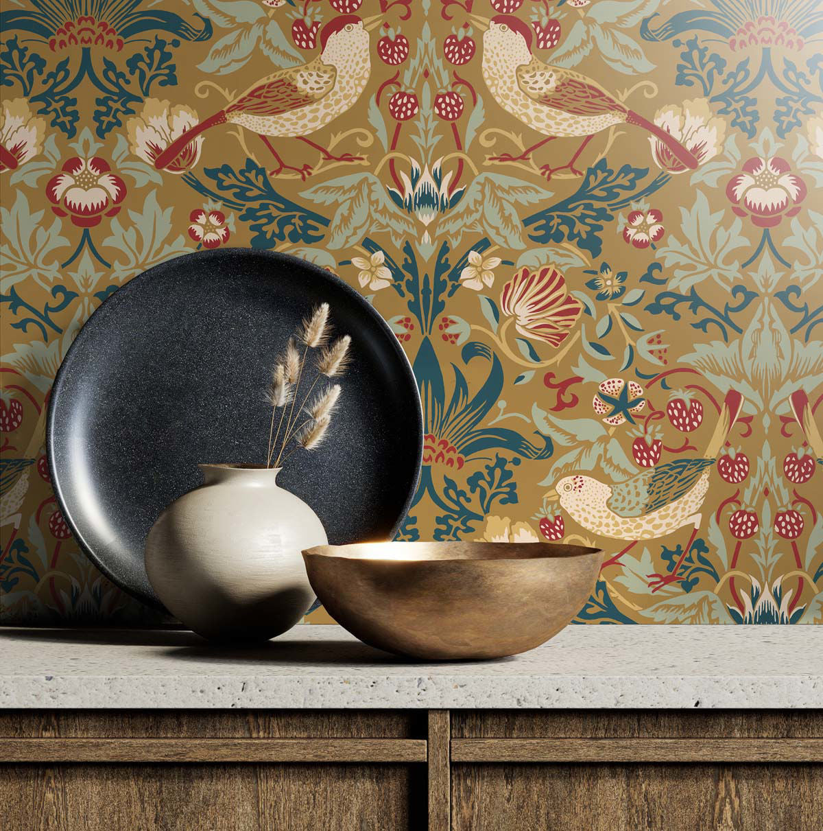 Fragaria Garden Wallpaper by Seabrook Designs