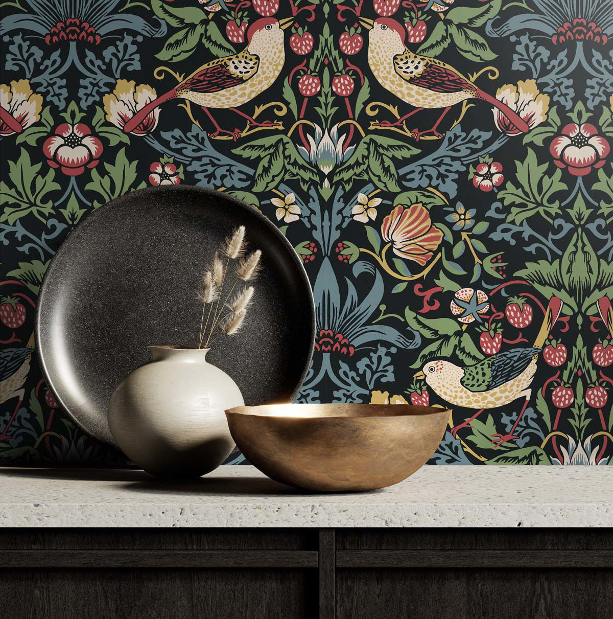 Fragaria Garden Wallpaper by Seabrook Designs