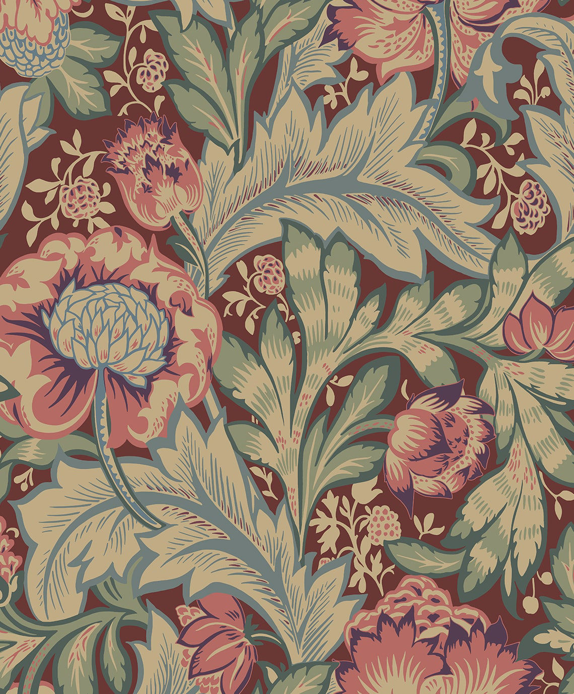 Acanthus Garden Wallpaper by Seabrook Designs (Legacy Prints Collection)