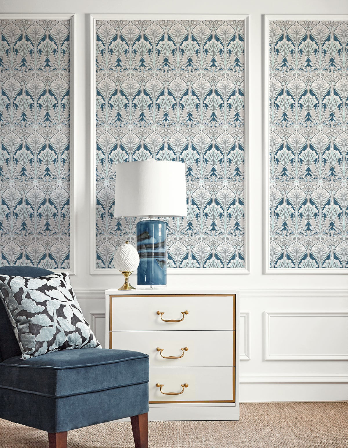 Dragonfly Damask Wallpaper by Seabrook Designs (Legacy Prints Collection)