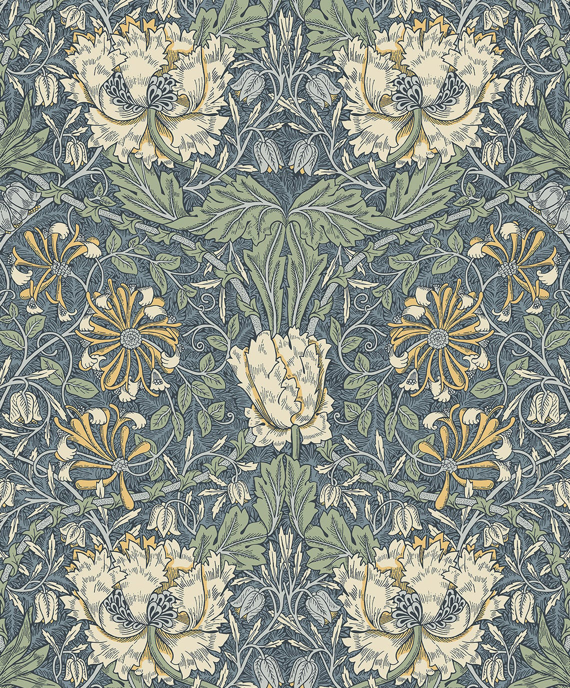 Ogee Flora Wallpaper by Seabrook Designs (Legacy Prints Collection)