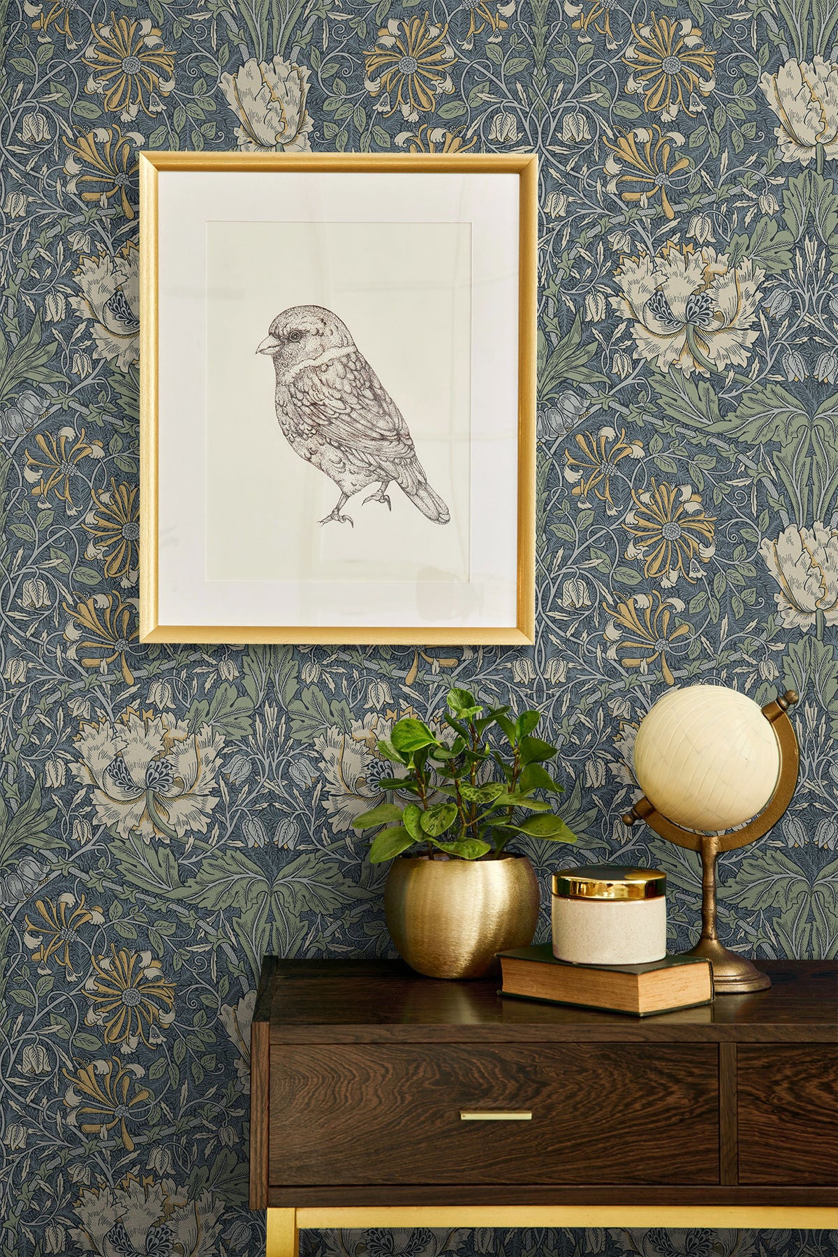 Ogee Flora Wallpaper by Seabrook Designs (Legacy Prints Collection)