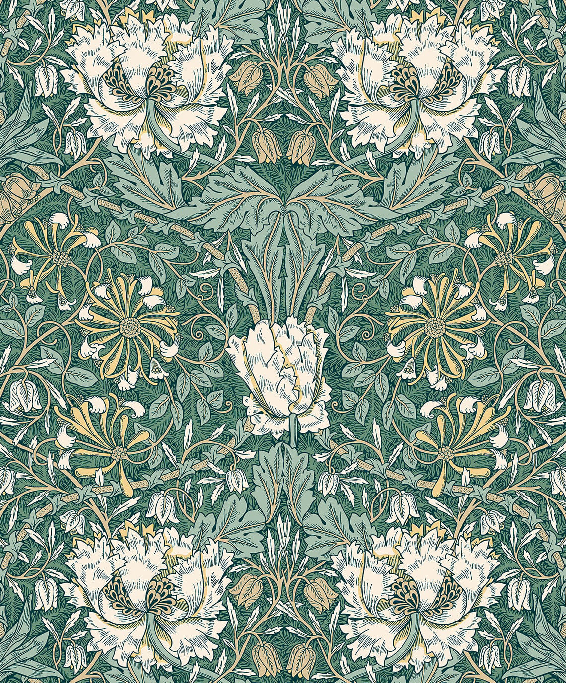 Ogee Flora Wallpaper by Seabrook Designs (Legacy Prints Collection)