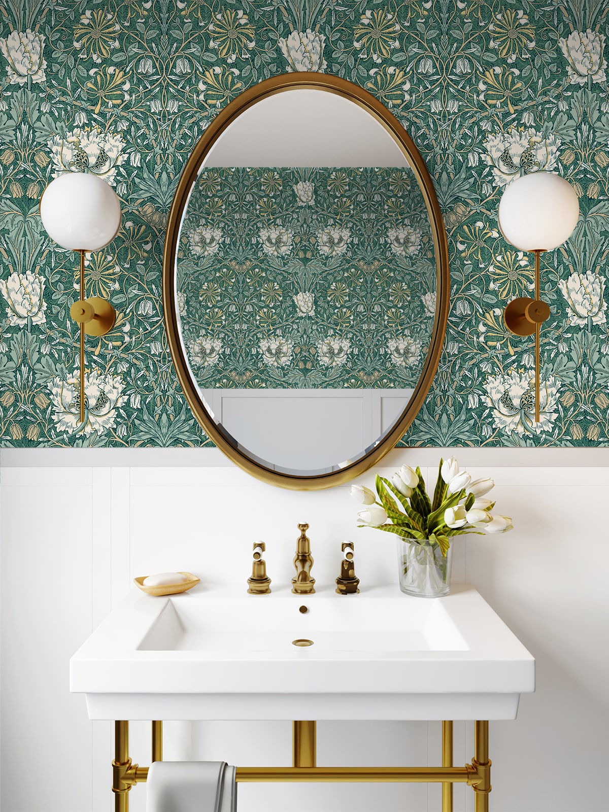 Ogee Flora Wallpaper by Seabrook Designs (Legacy Prints Collection)