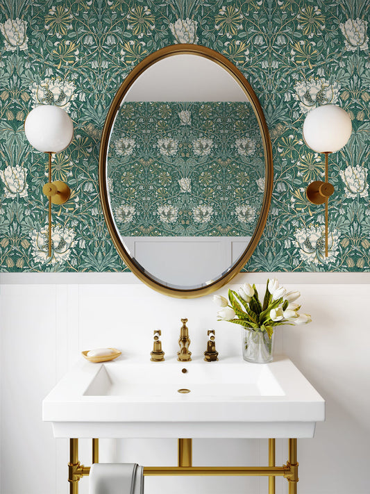 Ogee Flora Wallpaper by Seabrook Designs (Legacy Prints Collection)