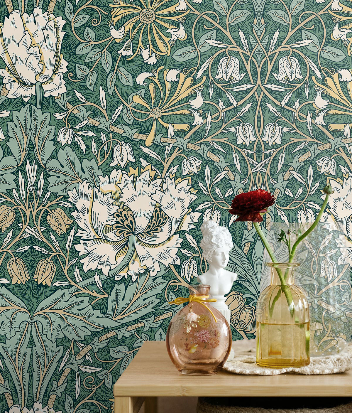 Ogee Flora Wallpaper by Seabrook Designs (Legacy Prints Collection)