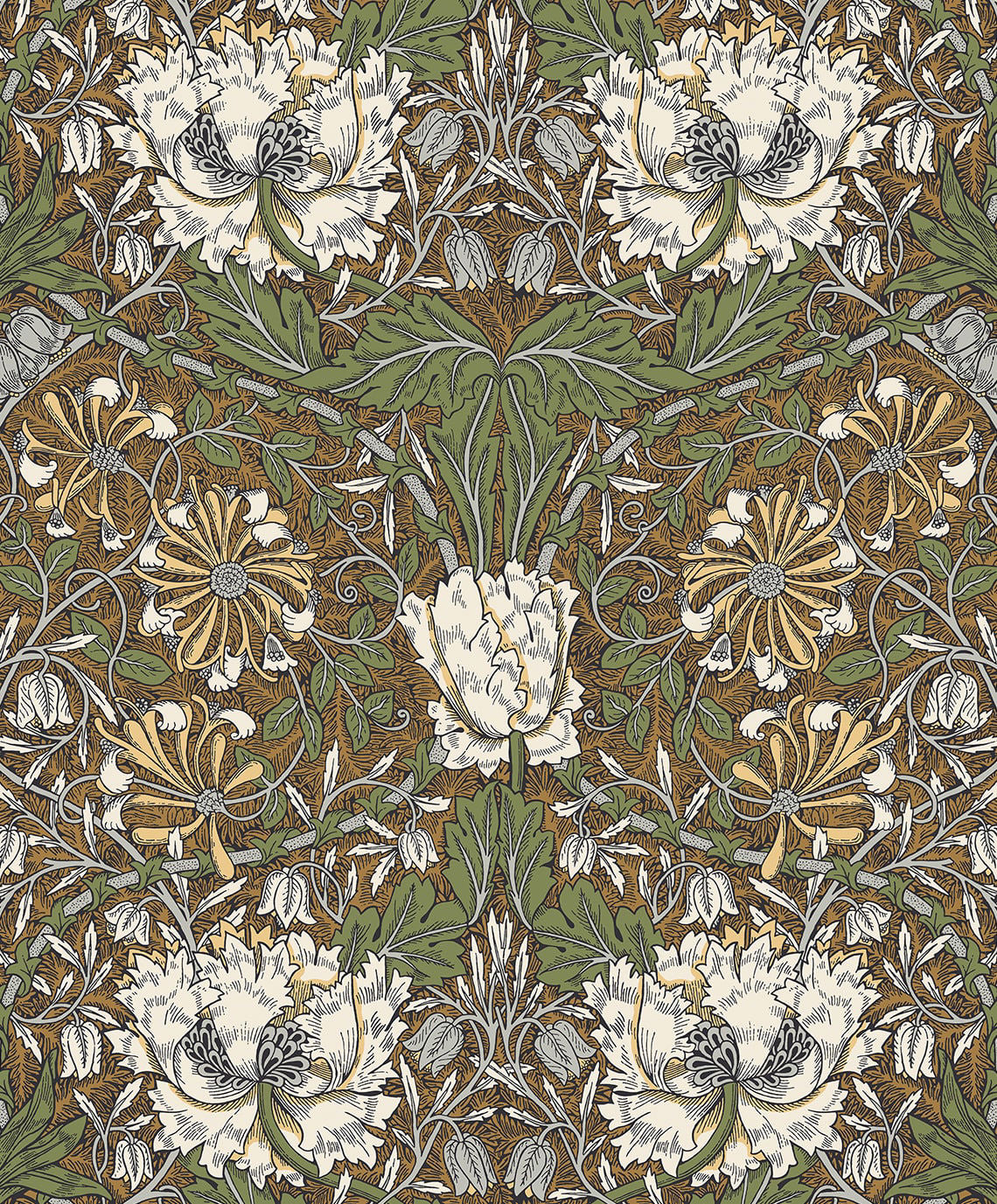 Ogee Flora Wallpaper by Seabrook Designs (Legacy Prints Collection)