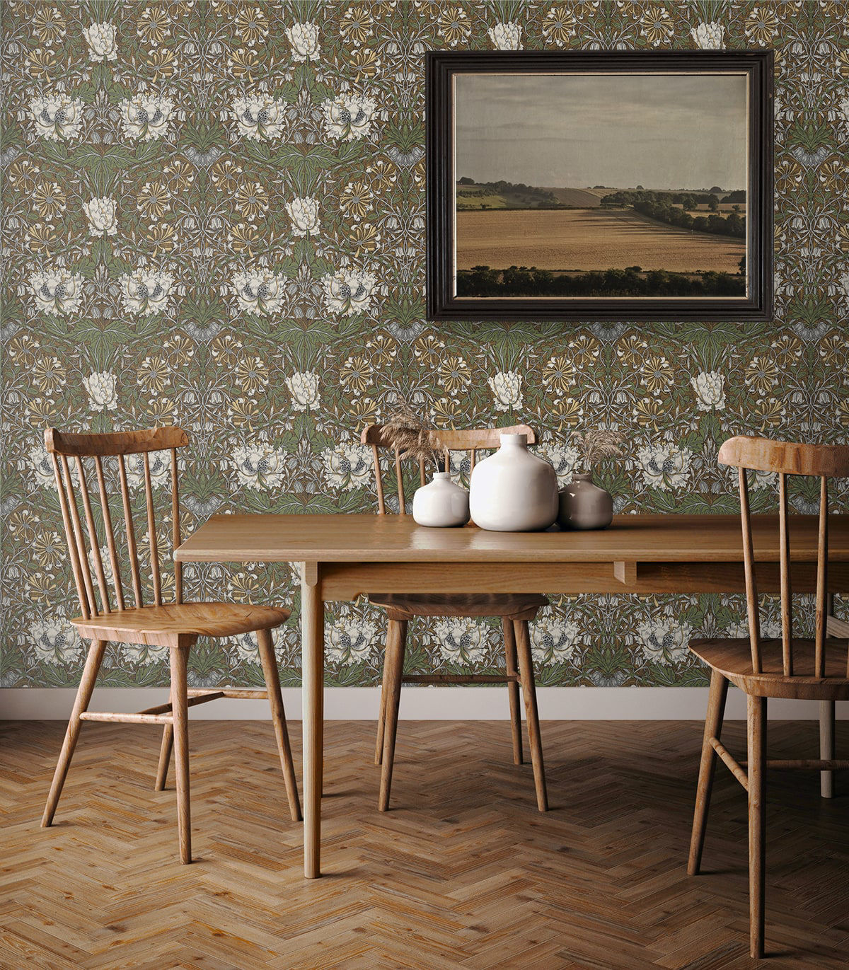Ogee Flora Wallpaper by Seabrook Designs (Legacy Prints Collection)