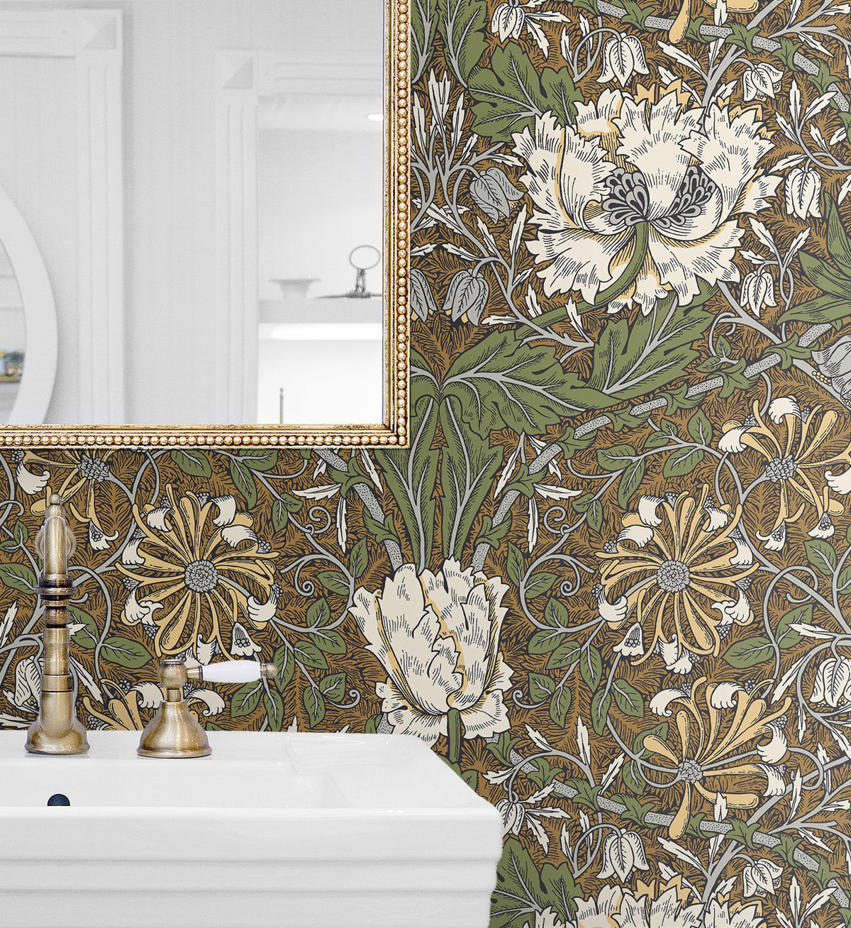 Ogee Flora Wallpaper by Seabrook Designs (Legacy Prints Collection)