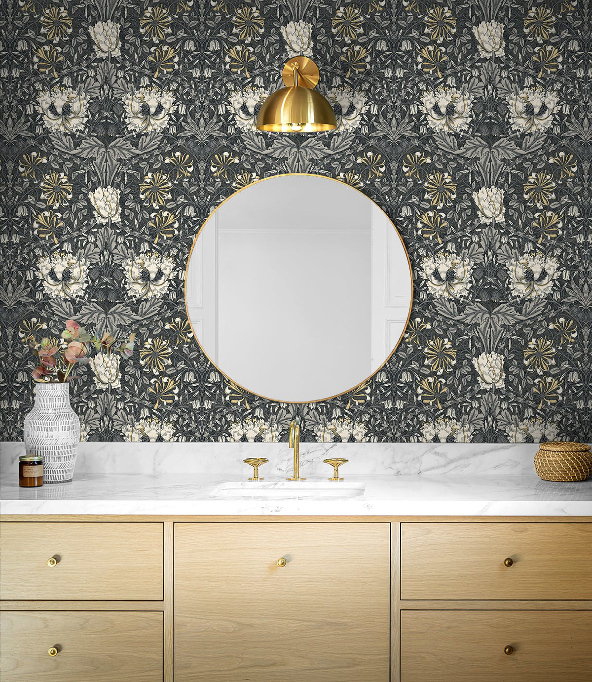 Ogee Flora Wallpaper by Seabrook Designs (Legacy Prints Collection)
