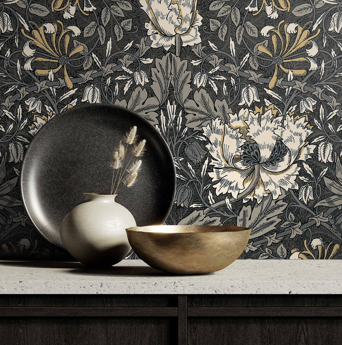 Ogee Flora Wallpaper by Seabrook Designs (Legacy Prints Collection)