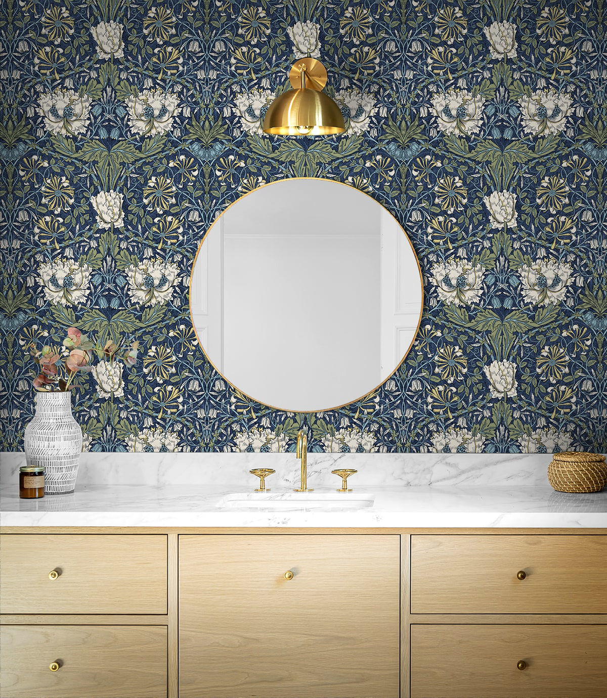 Ogee Flora Wallpaper by Seabrook Designs (Legacy Prints Collection)