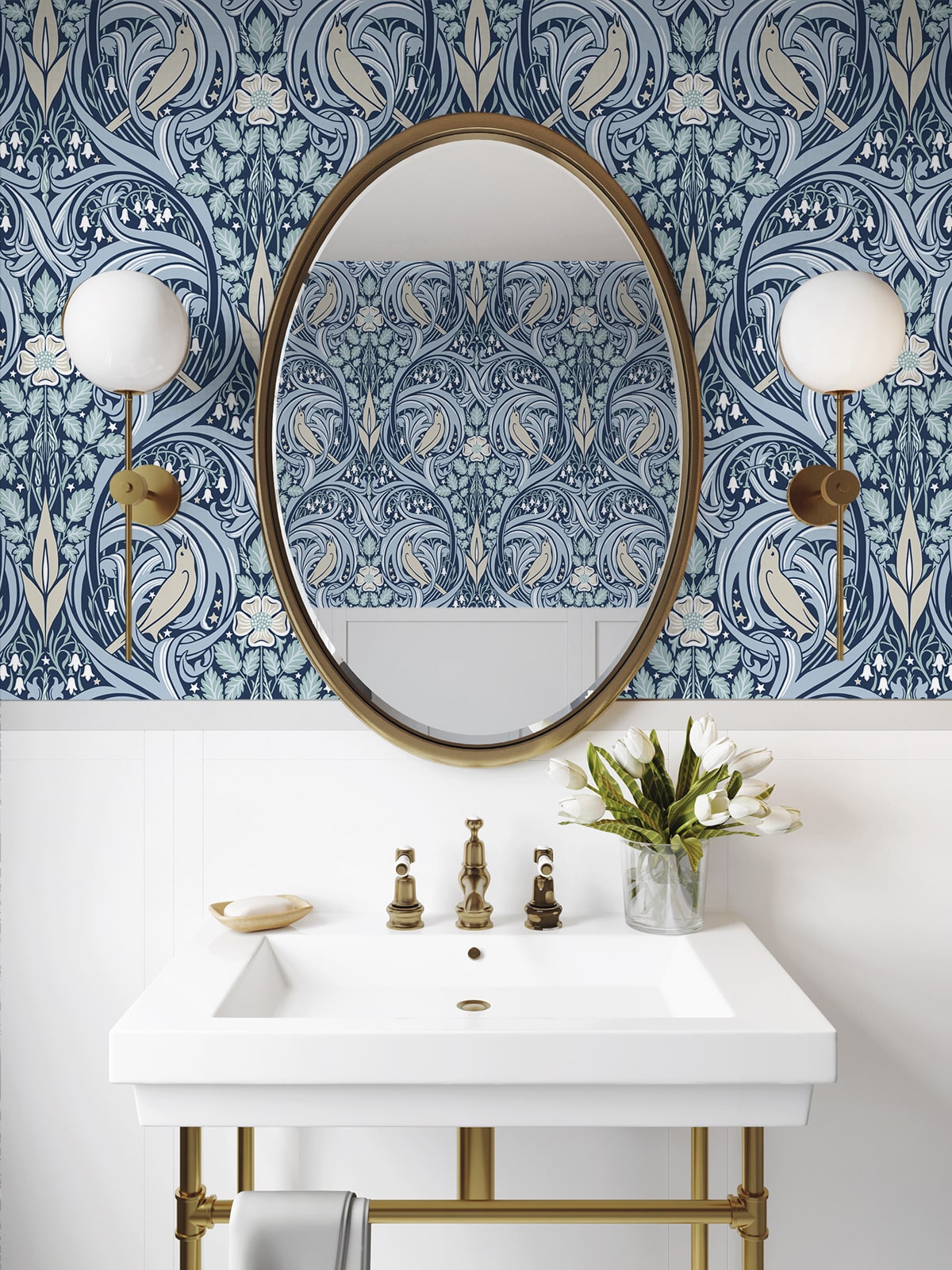 Bird Scroll Wallpaper by Seabrook Designs (Legacy Prints Collection)