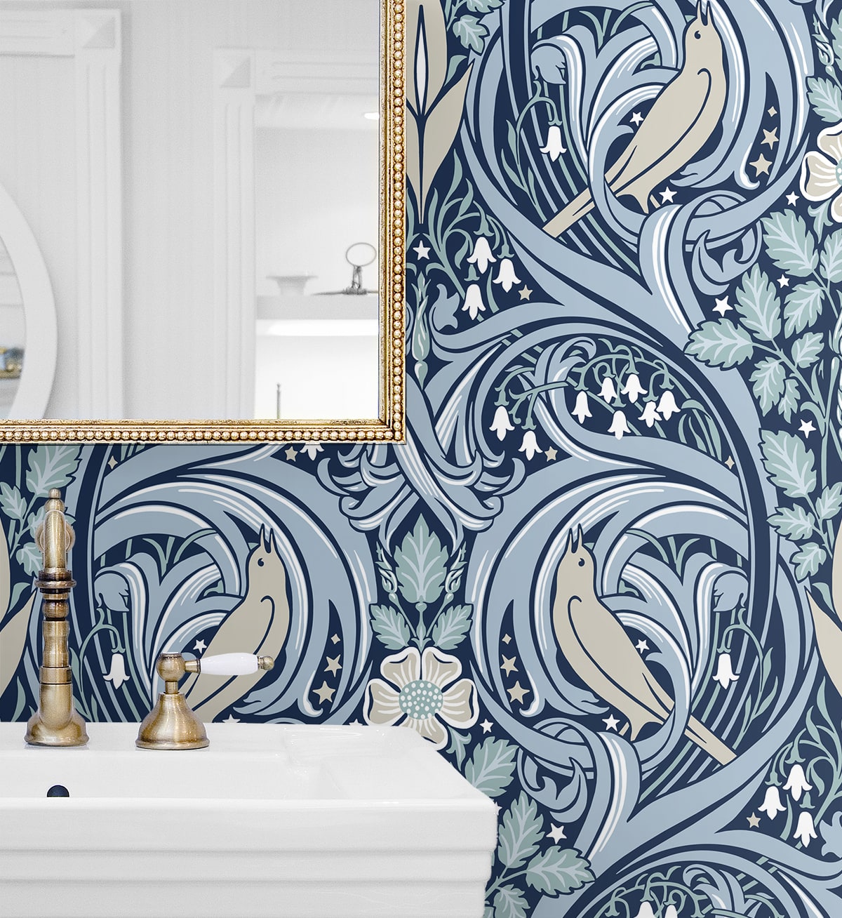 Bird Scroll Wallpaper by Seabrook Designs (Legacy Prints Collection)