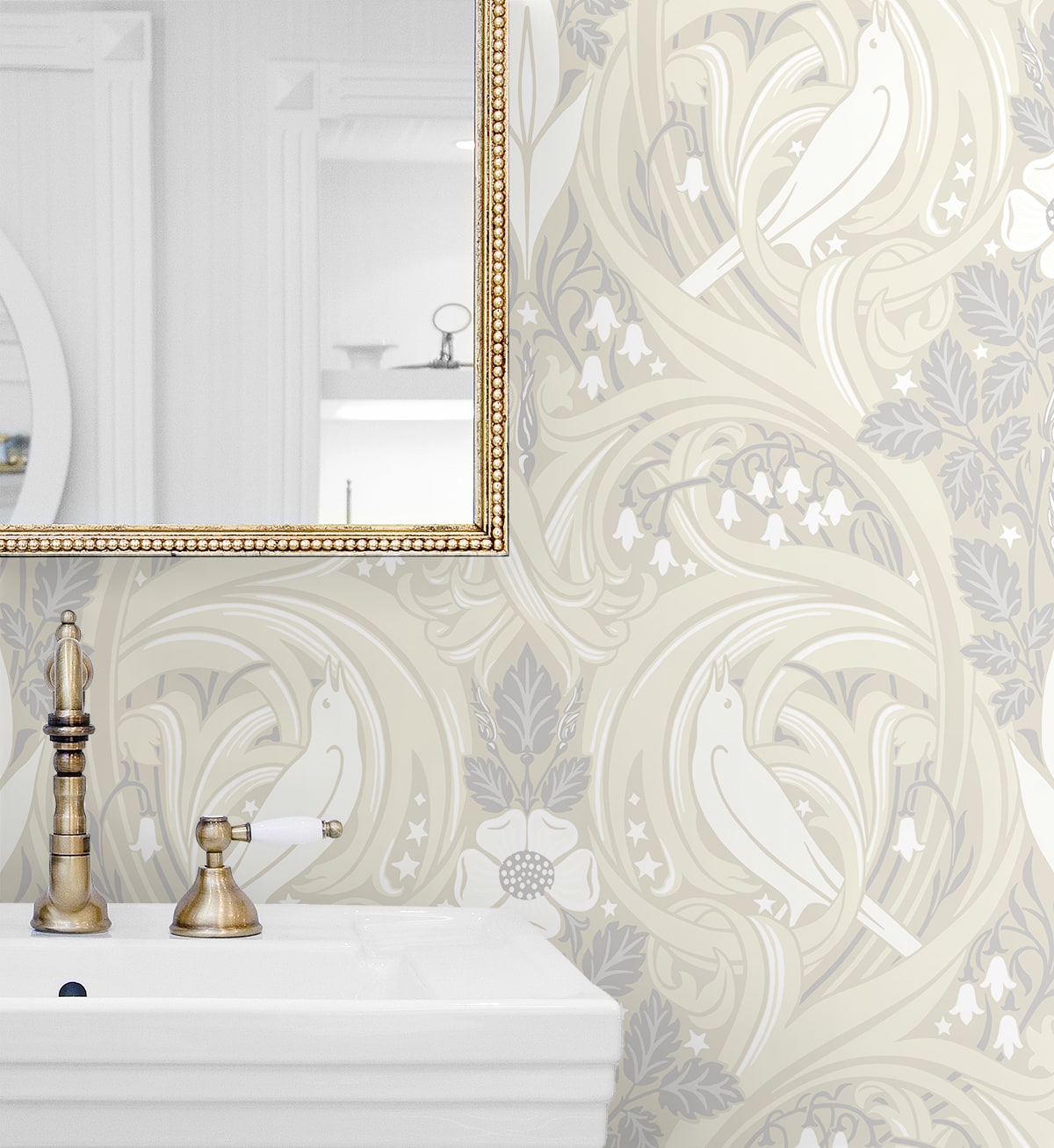 Bird Scroll Wallpaper by Seabrook Designs (Legacy Prints Collection)