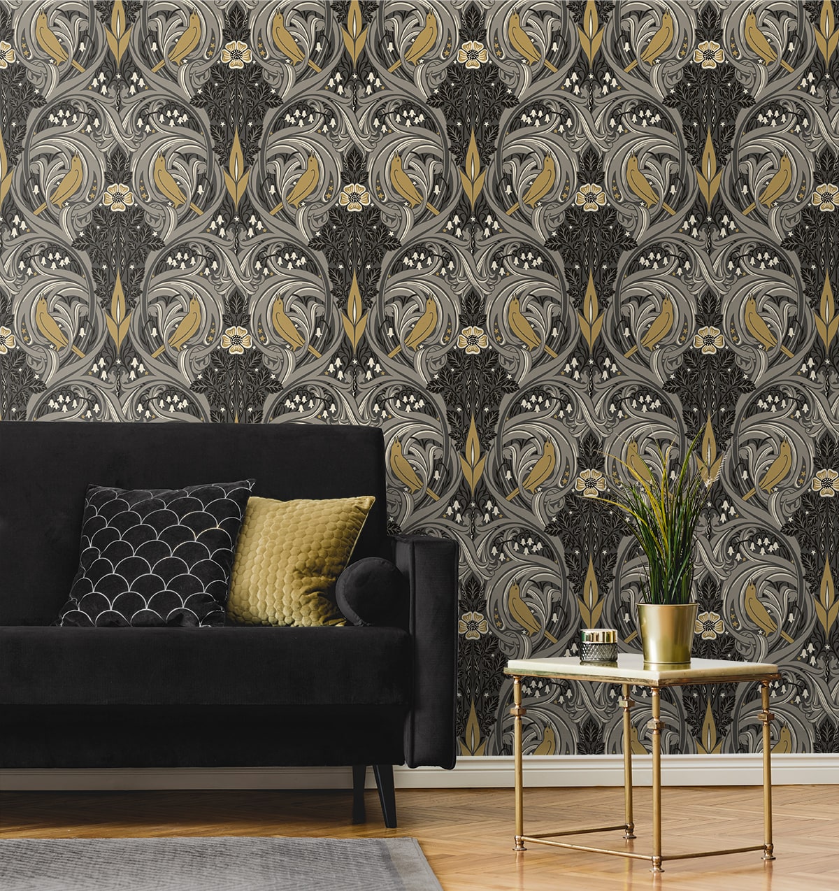 Bird Scroll Wallpaper by Seabrook Designs (Legacy Prints Collection)