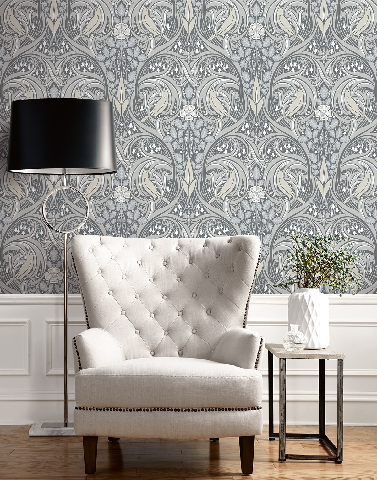 Bird Scroll Wallpaper by Seabrook Designs (Legacy Prints Collection)