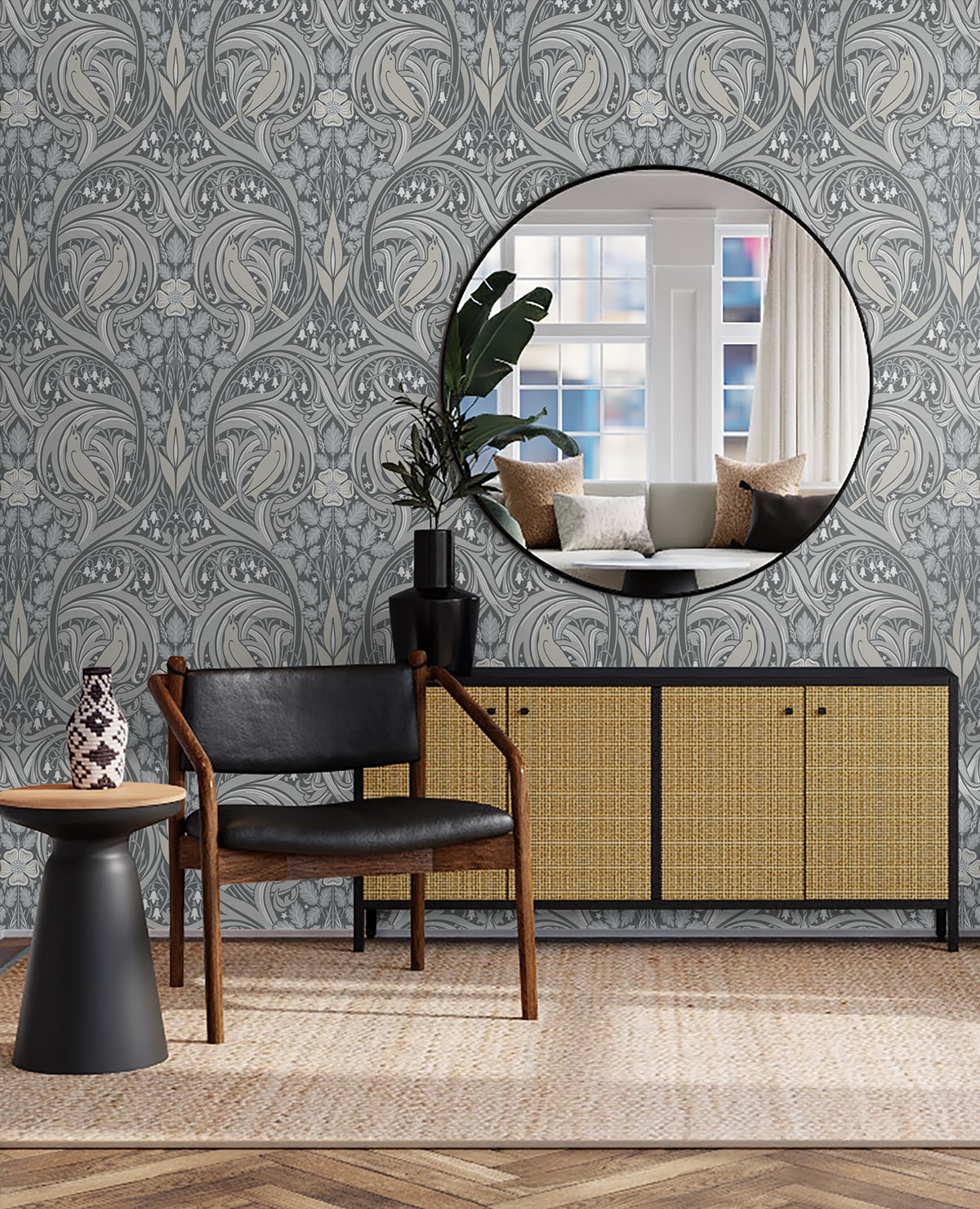 Bird Scroll Wallpaper by Seabrook Designs (Legacy Prints Collection)