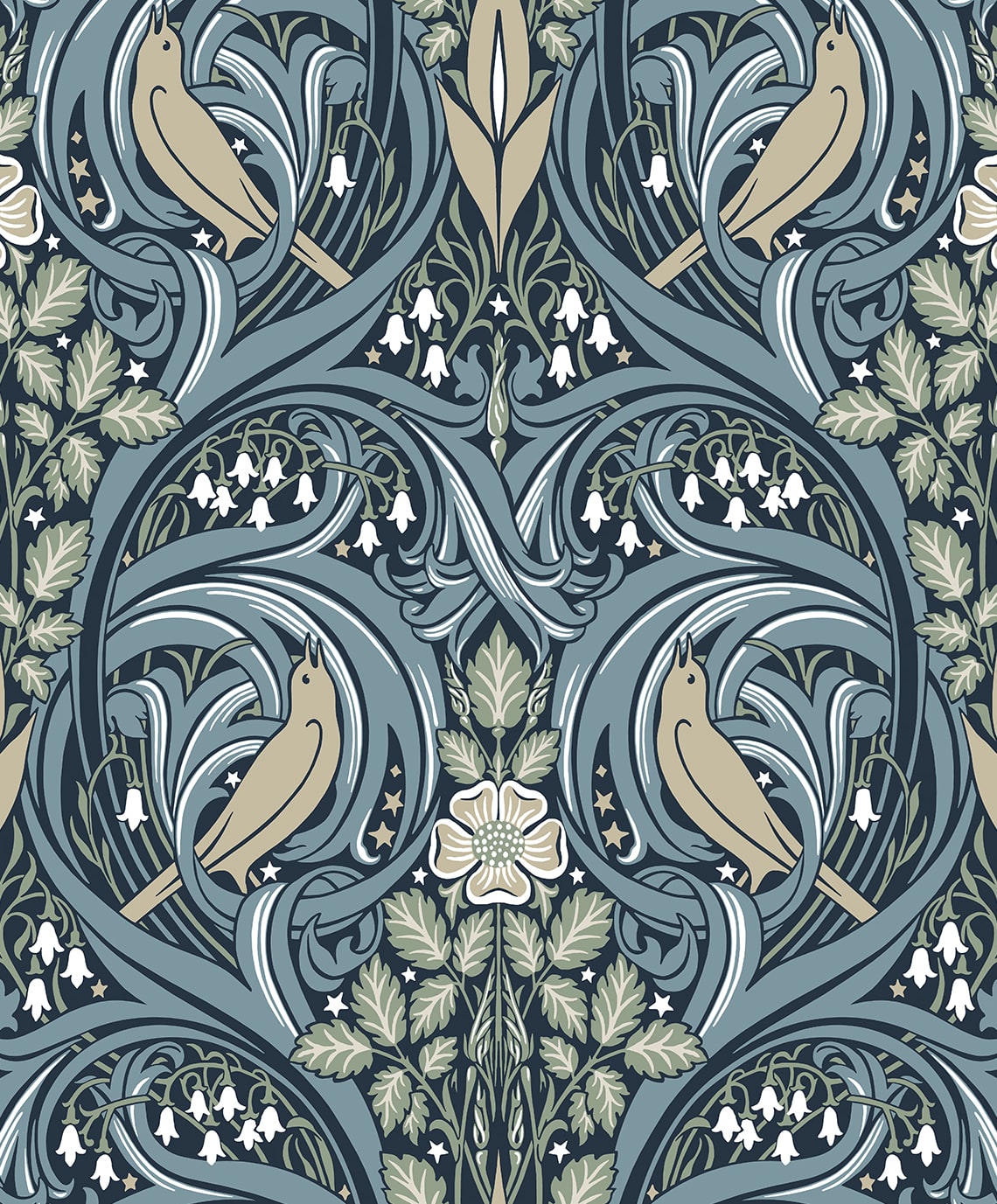 Bird Scroll Wallpaper by Seabrook Designs (Legacy Prints Collection)