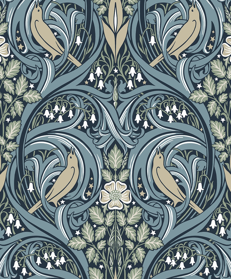Bird Scroll Wallpaper by Seabrook Designs (Legacy Prints Collection)