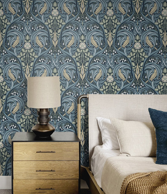 Bird Scroll Wallpaper by Seabrook Designs (Legacy Prints Collection)