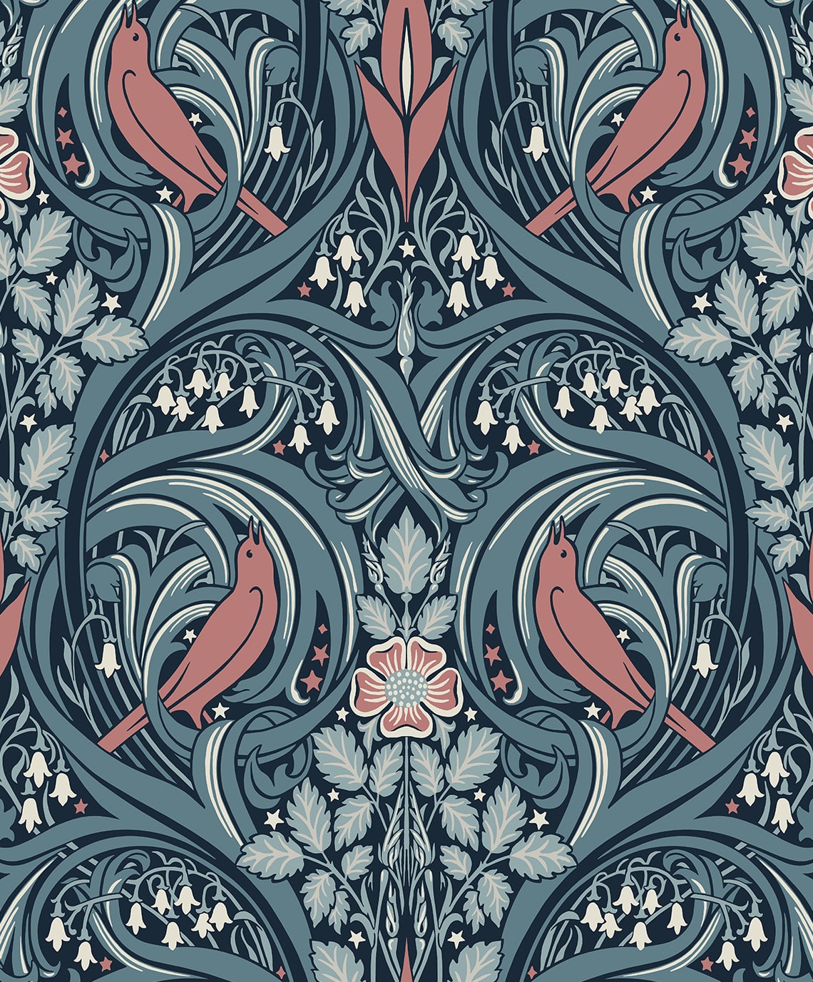 Bird Scroll Wallpaper by Seabrook Designs (Legacy Prints Collection)