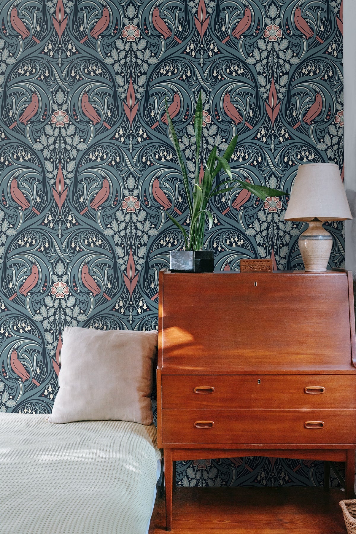 Bird Scroll Wallpaper by Seabrook Designs (Legacy Prints Collection)