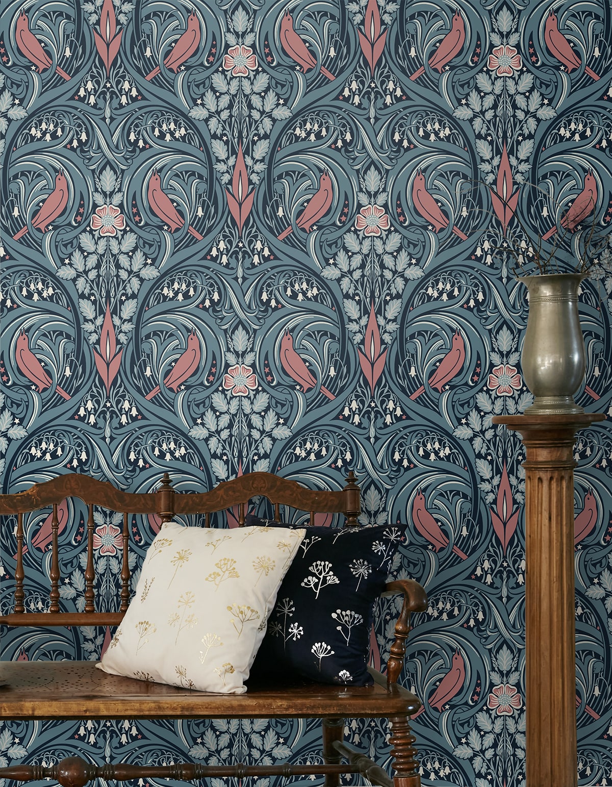 Bird Scroll Wallpaper by Seabrook Designs (Legacy Prints Collection)