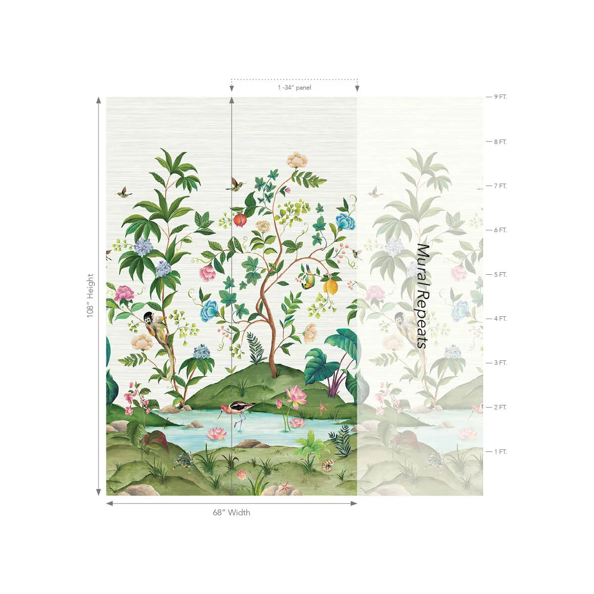 Myanmar Lagoon Grass Cloth Mural by Daisy Bennett