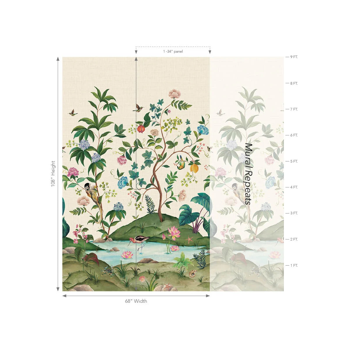 Myanmar Lagoon Natural Raffia Mural by Daisy Bennett