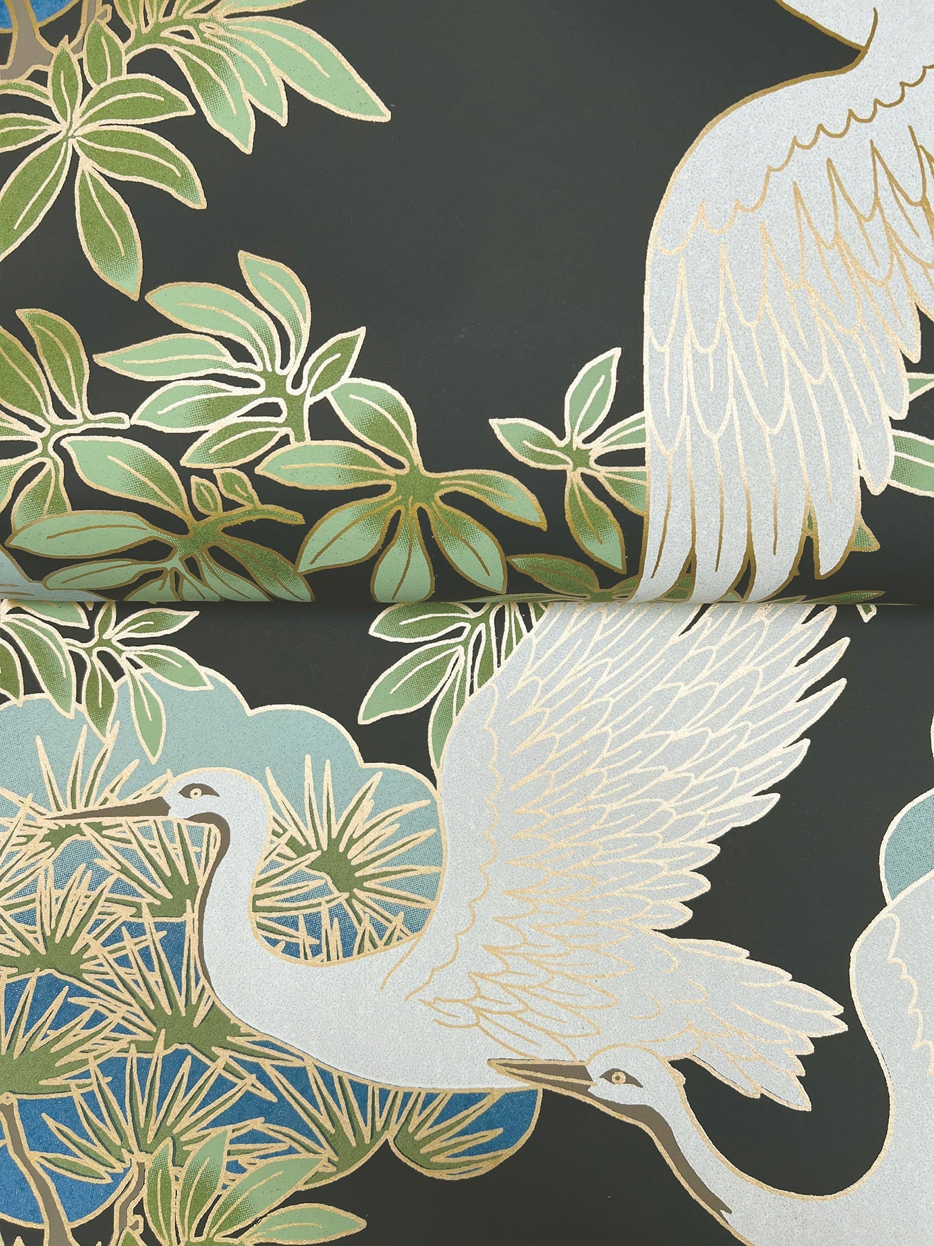 Sprig and Heron Wallpaper by Ronald Redding