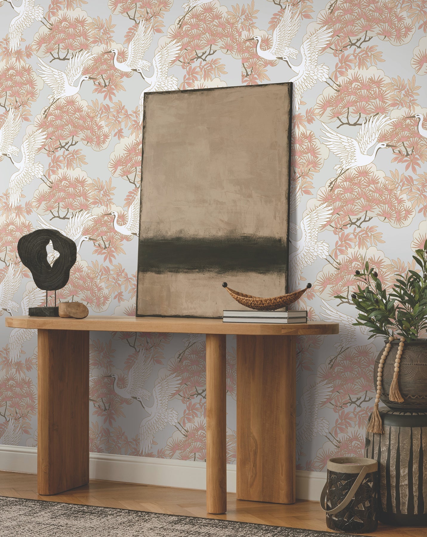 Sprig and Heron Wallpaper by Ronald Redding