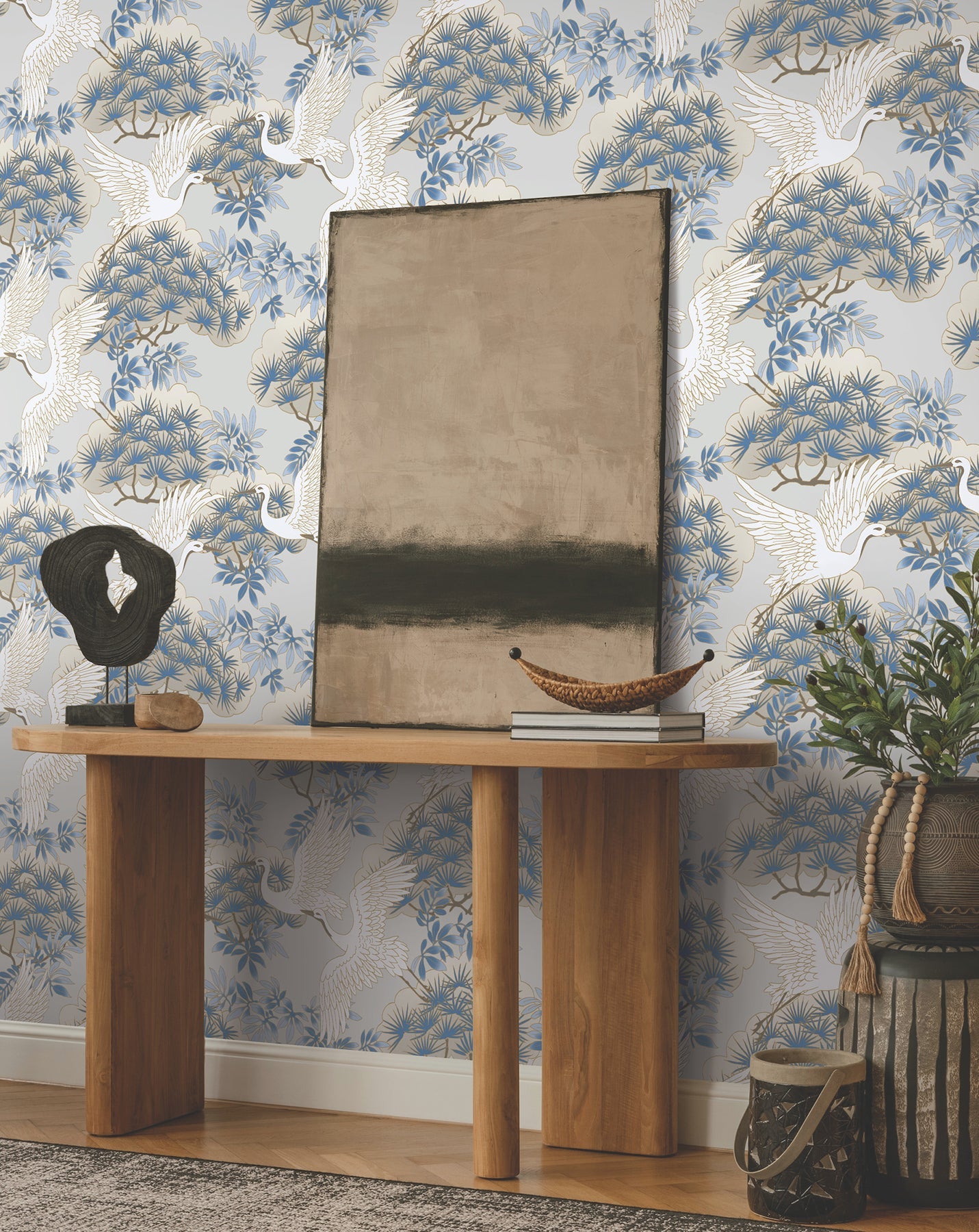 Sprig and Heron Wallpaper by Ronald Redding