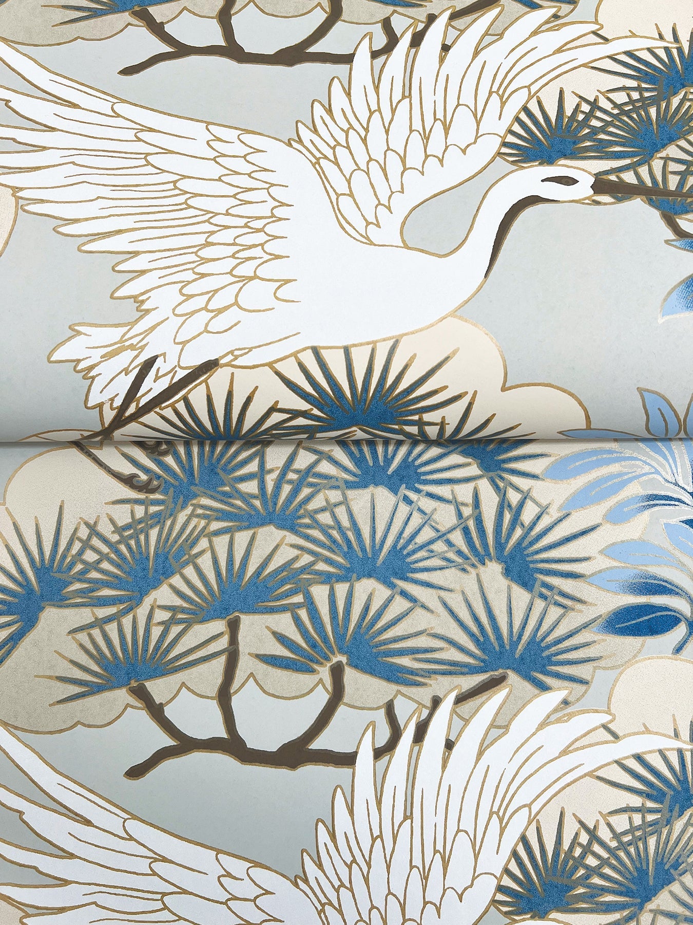 Sprig and Heron Wallpaper by Ronald Redding