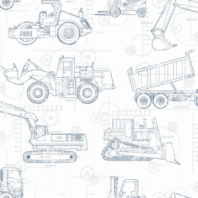 Construction Blueprint Wallpaper by York Wallcoverings