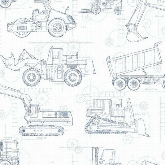 Construction Blueprint Wallpaper by York Wallcoverings