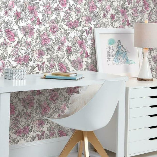 Disney Princess Royal Floral Wallpaper by York Wallcoverings