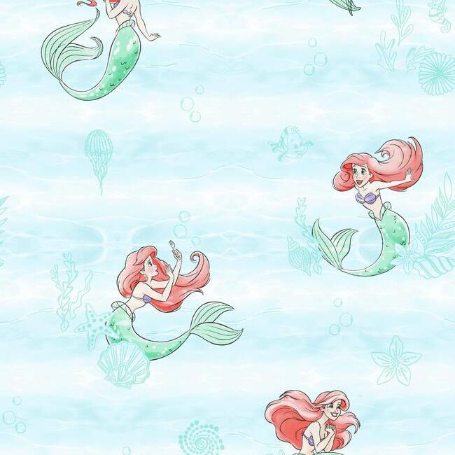 Disney The Little Mermaid Swim Wallpaper by York Wallcoverings