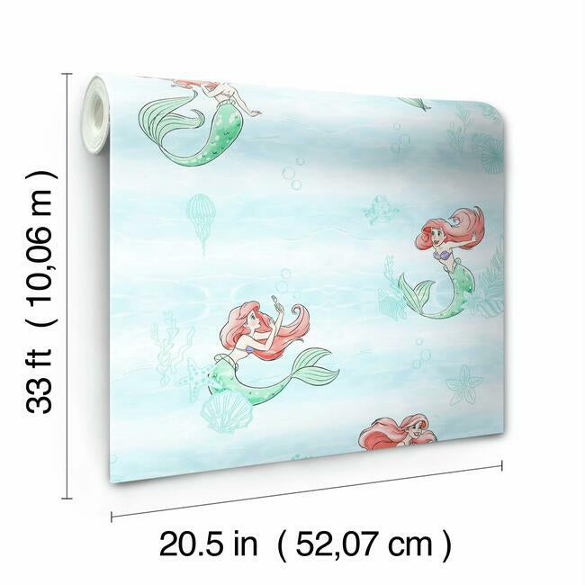 Disney The Little Mermaid Swim Wallpaper by York Wallcoverings