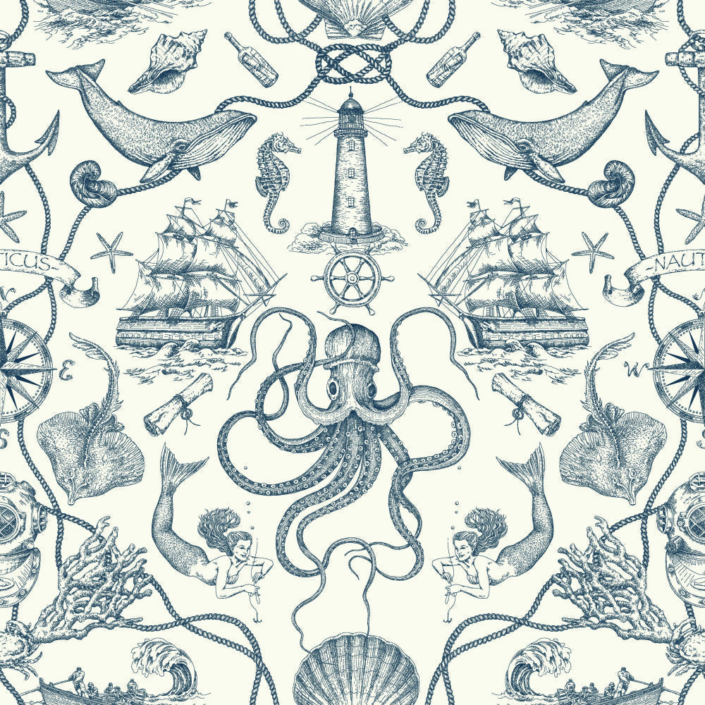 Deep Sea Toile Wallpaper By York Wallcoverings
