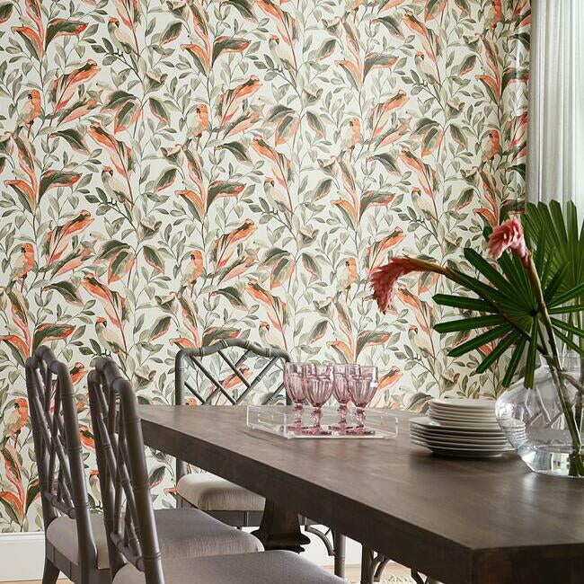 Tropical Lovebirds Wallpaper by York Wallcoverings