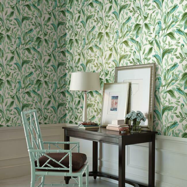 Tropical Lovebirds Wallpaper by York Wallcoverings