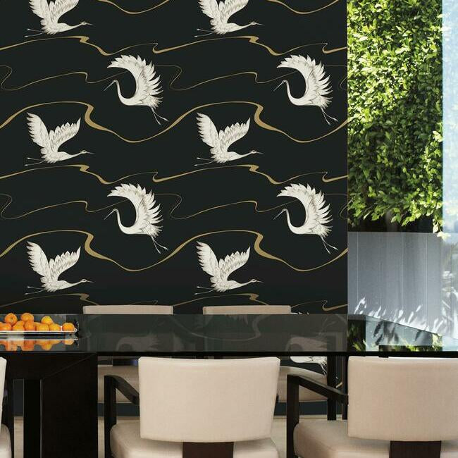 Soaring Cranes Wallpaper by York Wallcoverings