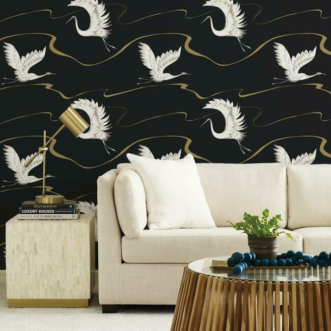 Soaring Cranes Wallpaper by York Wallcoverings
